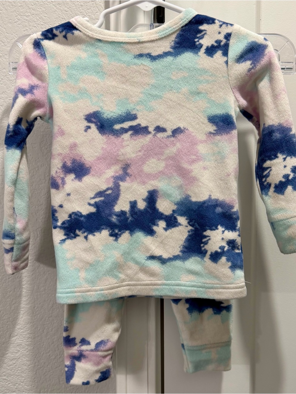 Cat & Jack Blue Purple Tie-Dye Fleece Pajama Lounge Pullover Top Pants Set 18 M